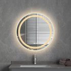 Kerek tükör LED világítással Ø50cm | Beépített óra | Fényerő és színhőmérséklet szabályozás | Welland Type-2