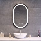 Tükör LED világítással 50x80cm - Páramentesítő funkció - Beépített óra - Fényerő és színhőmérséklet szabályozás - Welland Type-3T