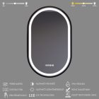 Tükör LED világítással 50x80cm - Páramentesítő funkció - Beépített óra - Fényerő és színhőmérséklet szabályozás - Welland Type-3T