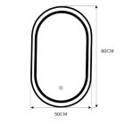 Tükör LED világítással 50x80cm - Páramentesítő funkció - Beépített óra - Fényerő és színhőmérséklet szabályozás - Welland Type-3T