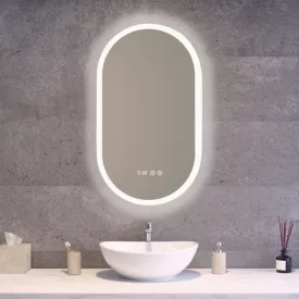  Ovális fürdőszobai LED tükör 50x80cm | Páramentesítő - Fényerő és színhőmérséklet szabályozás | Welland Type-2T
