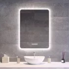 Tükör LED világítással 60x80cm | Páramentesítő funkció | Beépített óra | Fényerő és színhőmérséklet szabályozás | Welland Type-1VS