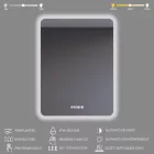 Tükör LED világítással 60x80cm | Páramentesítő funkció | Beépített óra | Fényerő és színhőmérséklet szabályozás | Welland Type-1VS