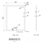 Tükör LED világítással 60x80cm | Páramentesítő funkció | Beépített óra | Fényerő és színhőmérséklet szabályozás | Welland Type-2V