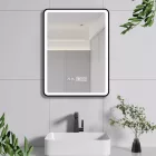 Fekete keretes LED tükör 60x80cm | Fényerő és színhőmérséklet szabályozás | Welland Type-3V
