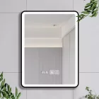 Fekete keretes LED tükör 60x80cm | Fényerő és színhőmérséklet szabályozás | Welland Type-3V
