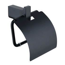   Fekete WC papír tartó fedőlappal | Welland Emerald 94607-B