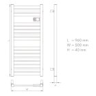 Elektromos design radiátor digitális termosztáttal NERO Italia AF-04DEW - 50 x 96 cm (fehér)