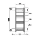 Fekete 300x1000mm törölközőszárítós fürdőszobai radiátor Welland Lux - Készletről - Gyors kiszállítással