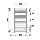 Fekete 400x1100mm törölközőszárítós fürdőszobai radiátor Welland Lux - Készletről - Gyors kiszállítással