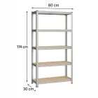 Intenso fém polc- 175 x 80 x 30 cm (5 polc) 