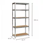 Intenso fém polc- 200 x 90 x 30 cm (5 polc)