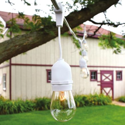 Kültéri fehér fényfüzér girland 15m + 16db 1W LED izzó IP44 E27