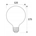 Eko-Light E27 G125 LED izzó filament 7W 800lm 2700K meleg fehér - 50W-nak megfelelő