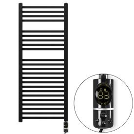 Welland Lux fekete elektromos törölközőszárító radiátor 500 x 1200mm digitális termosztáttal - Készletről gyors kiszállítással. ES + C-type