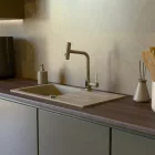 Welland FH-3428CR-5 mosogató smart csaptelep - kihúzható multifunkciós fej - vízhőfok kijelző (bézs)