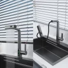 Welland FH-3428CR-5 mosogató smart csaptelep - kihúzható multifunkciós fej - vízhőfok kijelző (bézs)