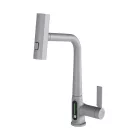 Welland FH-3428CR-5 mosogató smart csaptelep - kihúzható multifunkciós fej - vízhőfok kijelző (szürke)