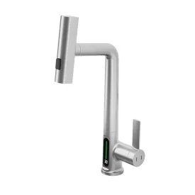   Austler FH-3428L-5 mosogató smart csaptelep - kihúzható multifunkciós fej - vízhőfok kijelző (inox)