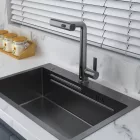 Austler FH-3428QH-5 mosogató smart csaptelep - kihúzható multifunkciós fej - vízhőfok kijelző (gunmetal)