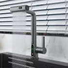 Austler FH-3428QH-5 mosogató smart csaptelep - kihúzható multifunkciós fej - vízhőfok kijelző (gunmetal)