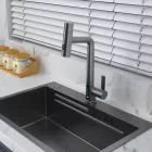 Austler FH-3428QH-5 mosogató smart csaptelep - kihúzható multifunkciós fej - vízhőfok kijelző (gunmetal)