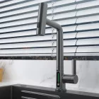 Austler FH-3428QH-5 mosogató smart csaptelep - kihúzható multifunkciós fej - vízhőfok kijelző (gunmetal)