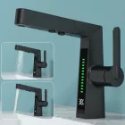 Multifunkciós smart mosdó csaptelep | Vízhőfok kijelzés | Kihúzható többfunkciós fej | Fekete | Austler FH-3429E