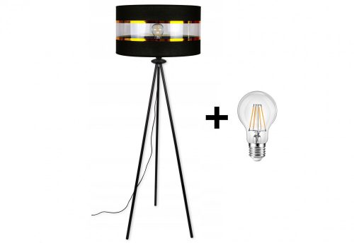 Glimex Abazur állólámpa fekete 1x E27 + ajándék LED izzó