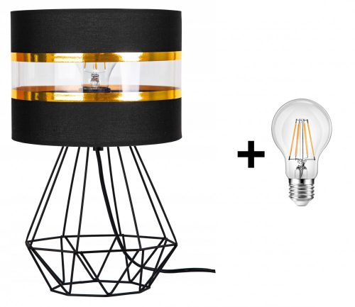 Glimex Abazur asztali/éjjeli lámpa fekete 1x E27 + ajándék LED izzó