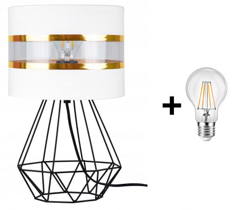 Glimex Abazur asztali/éjjeli lámpa fehér 1x E27 + ajándék LED izzó