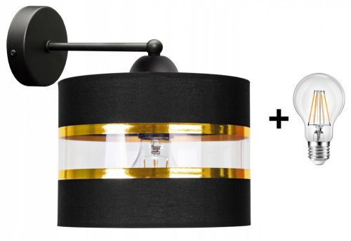 Glimex Abazur fekete fali lámpa 1x E27 + ajándék LED izzó