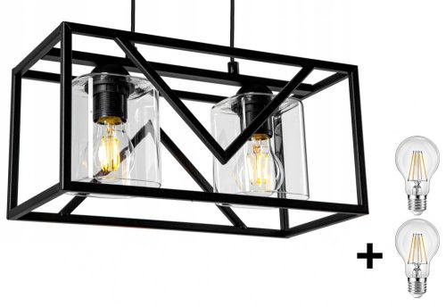 Glimex CAGE függőlámpa fekete / füst  + ajándék LED izzók