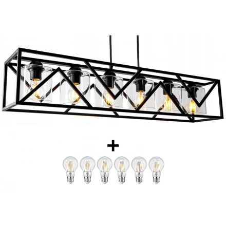 Glimex CAGE állítható függőlámpa fekete / füst 3x E27 + ajándék LED izzók