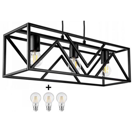 Glimex CAGE állítható függőlámpa fekete 1x E27 + ajándék LED izzó