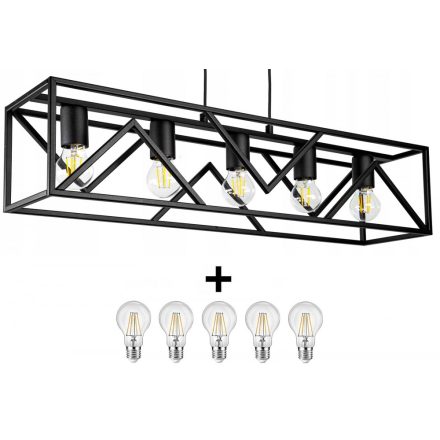 Glimex CAGE állítható függőlámpa fekete 1x E27 + ajándék LED izzó