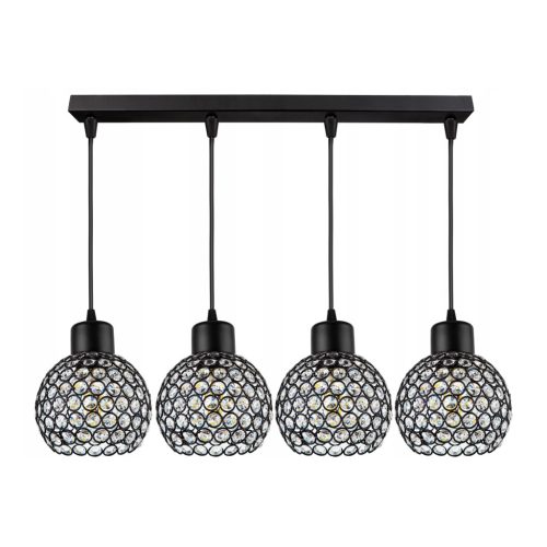 Crystal Ball állítható függőlámpa fekete 4x E27 + ajándék LED izzó