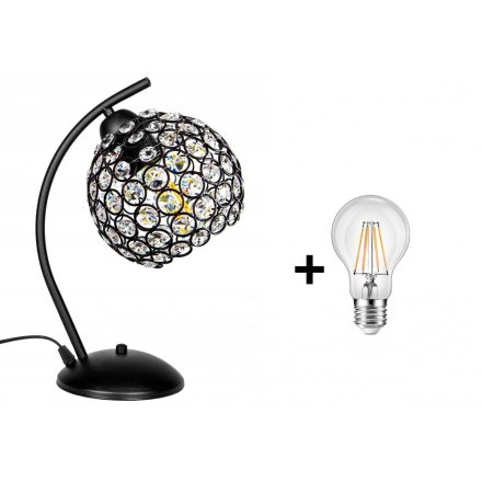 Crystal Ball asztali lámpa fekete1x E27 + ajándék LED izzó
