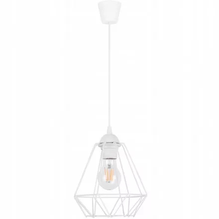 Glimex Diamond EKO drót búrás Függőlámpa (GD0002W) - Vintage, Loft, Fehér, Fém, Foglalatok száma: 1