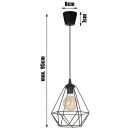 Glimex Diamond EKO drót búrás Függőlámpa (GD0002W) - Vintage, Loft, Fehér, Fém, Foglalatok száma: 1