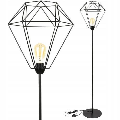 Glimex Diamond Állólámpa (GD0006) - Vintage, Loft, Fekete, Fém, Foglalatok száma: 1