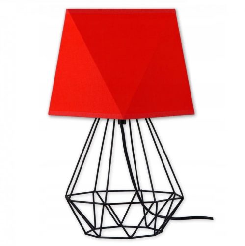 Glimex Diamond Asztali lámpa (GD0011) - Vintage, Loft, Piros, Fém / Textil, Foglalatok száma: 1
