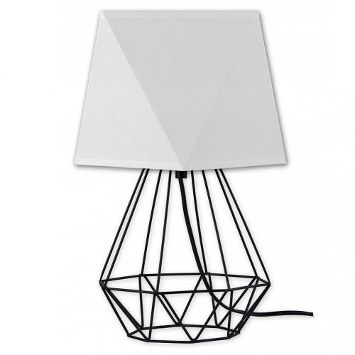 Glimex Diamond Asztali lámpa (GD0013) - Vintage, Loft, Fehér, Fém / Textil, Foglalatok száma: 1