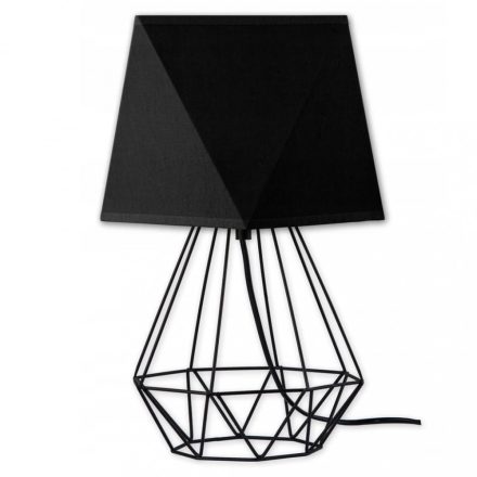 Glimex Diamond Asztali lámpa (GD0015) - Vintage, Loft, Fekete, Fém / Textil, Foglalatok száma: 1