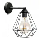 Glimex Diamond drót búrás Fali lámpa (GD02C) - Vintage, Loft, Fekete, Fém, Foglalatok száma: 1