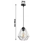 Glimex Diamond drót búrás Függőlámpa (GD07C) - Vintage, Loft, Fekete, Fém, Foglalatok száma: 1