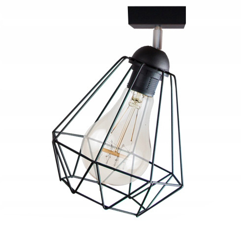 Glimex Diamond drót búrás Mennyezeti lámpa (GD15C) - Vintage, Loft, Fekete, Fém, Foglalatok száma: 1