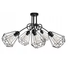 Glimex Diamond drót búrás Mennyezeti lámpa (GD32C) - Vintage, Loft, Fekete, Fém, Foglalatok száma: 5