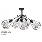 Glimex Diamond drót búrás Mennyezeti lámpa (GD32C) - Vintage, Loft, Fekete, Fém, Foglalatok száma: 5