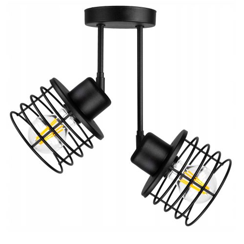 Glimex DARYL állítható mennyezeti lámpa fekete 2x E27 + ajándék LED izzók